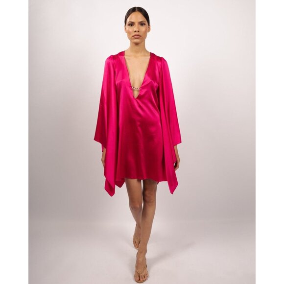 Victoria's Secret Vintage 80s 90s Women's Silk Wrap Kimono Fuschia Sz One Size - Picture 2 of 6